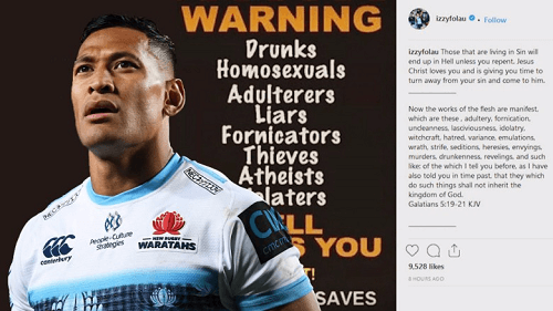 Israel Folau Social Media Comments